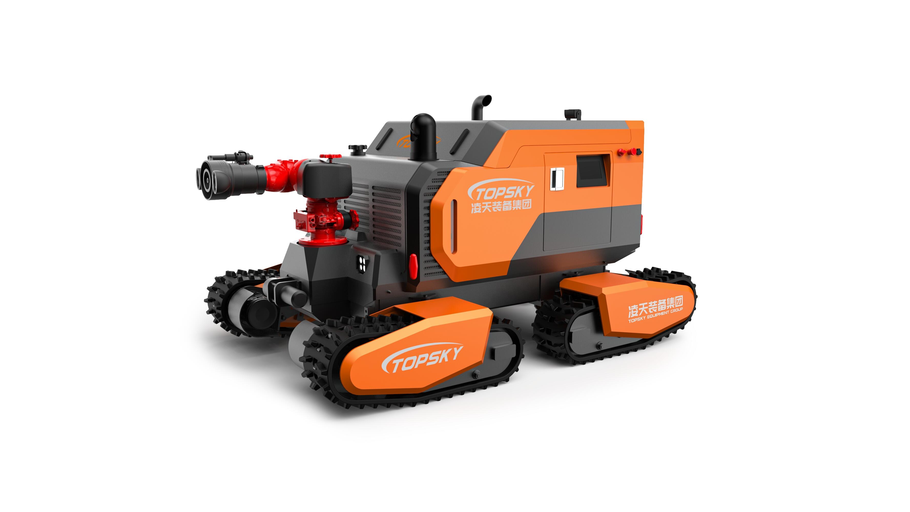 全地形消防滅火機器人 （第2代，四履帶，油動液壓、150進口消防水炮）